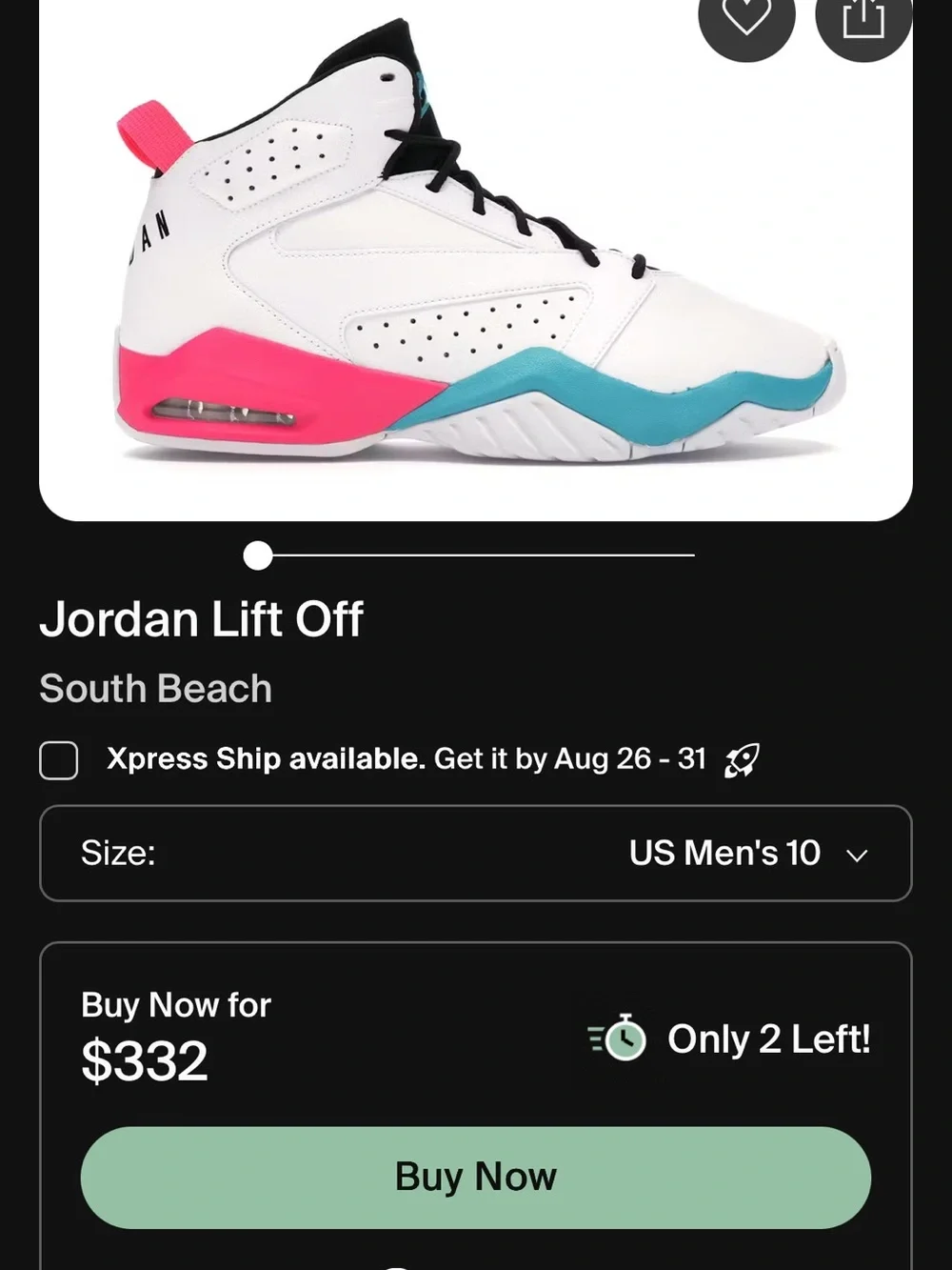 Air Jordan Lift Off White Turbo Green Leather Mens 10